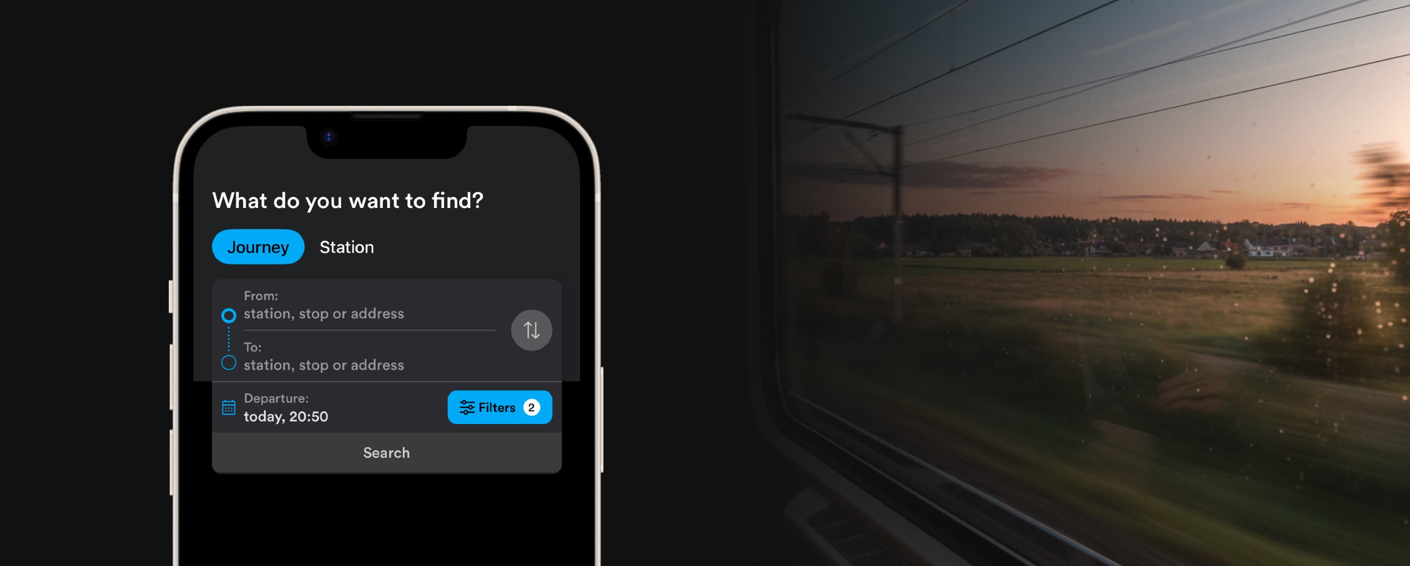 Overview mockup of the SNCB app redesign concept highlighting discovery